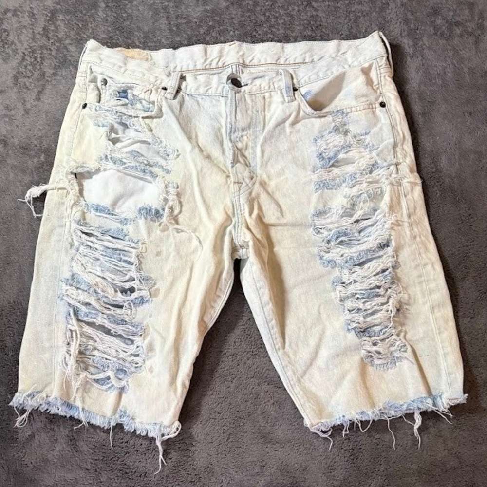 Denim & Supply Ralph Lauren Mens 34X10 Slim Distressed Light Wash Denim Grungy.
